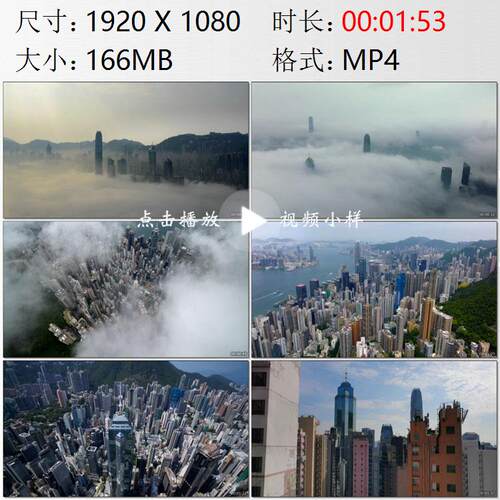 航拍香港超高密集的楼群摩天大楼云层之上的都市牙签楼视频素材