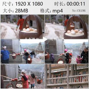 少数民族村寨妇女跳着礼物回娘家探亲回门成群结队实拍视频素材