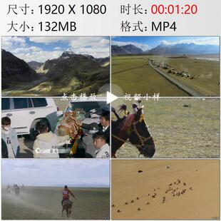 航拍西藏冈仁波齐雪山雪峰草原很拉风的岗沙村赛马节实拍视频素材