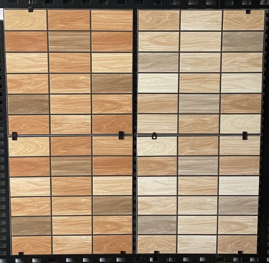 肯德基kfc瓷砖餐饮店仿古砖防滑地砖格子仿木纹砖600x600茶餐厅砖