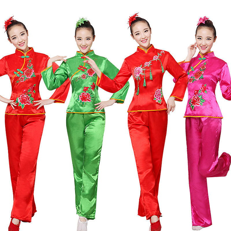 2018新款秧歌服装舞蹈演出服女中老年腰鼓扇子舞广场舞民族表演服