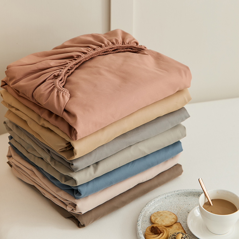 秋冬100S长绒棉纯棉磨毛床单床笠单件 简约纯色单人双人全棉床罩