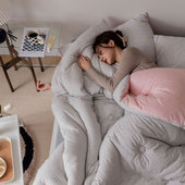 日式 良品天竺棉针织棉全棉冬被轻盈保暖纯棉春秋被被芯被子可水洗