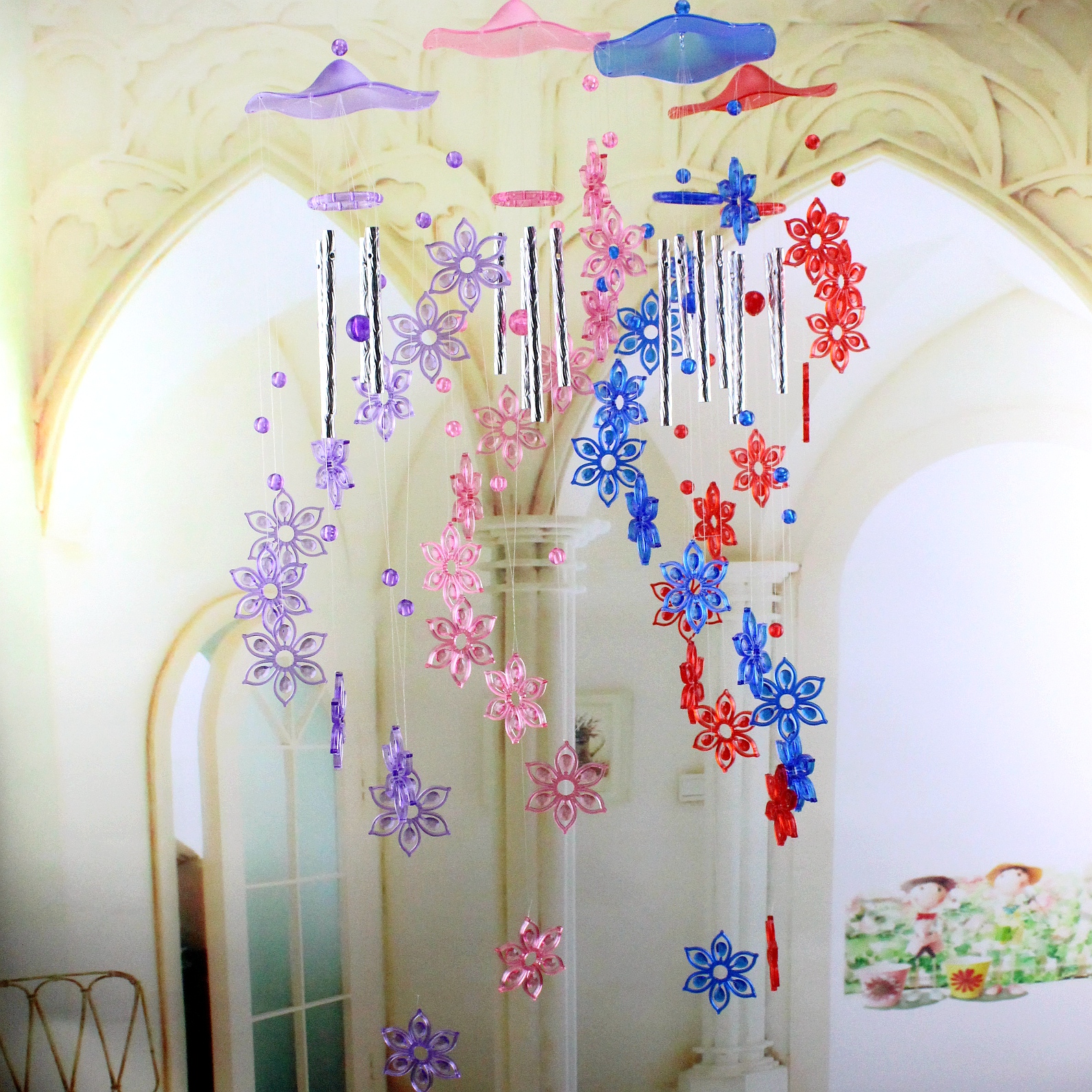 创意仿水晶风铃挂饰门饰可爱海豚笑脸花朵学生儿童生日礼物卧室