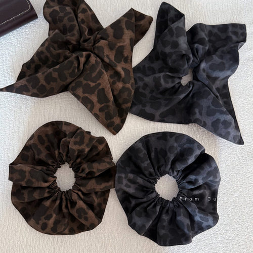 复古豹纹大肠发圈方巾