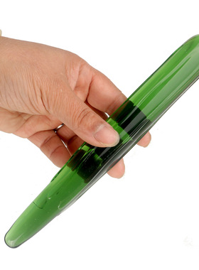 高硼硅玻璃棒实心绿色丝瓜造型光滑细腻保健用品不规则通透按摩棍