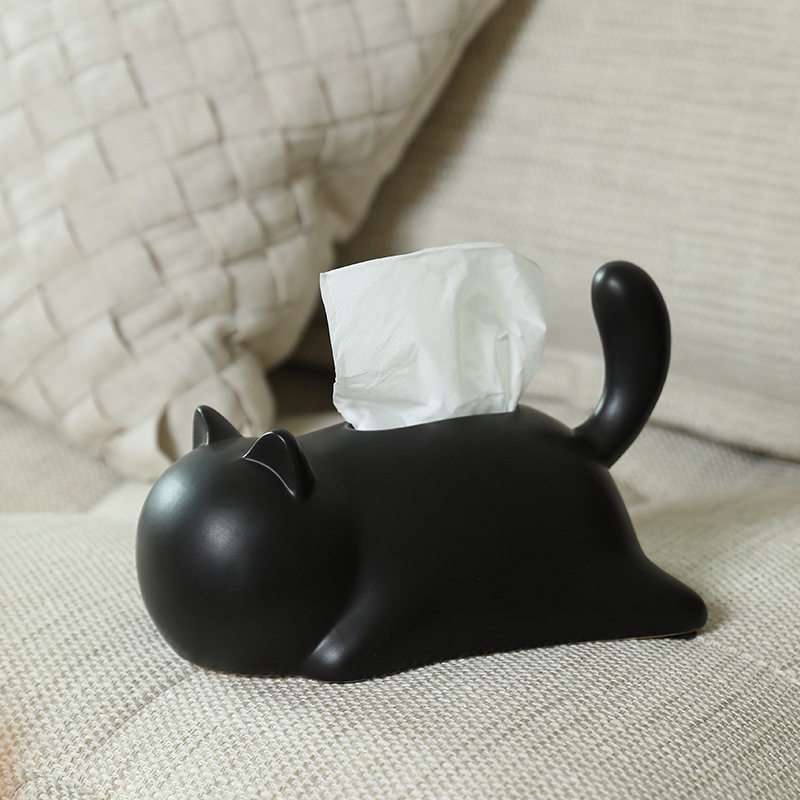 可爱创意猫咪陶瓷纸巾盒摆件家用纸抽盒客厅茶几桌面抽纸盒装饰品