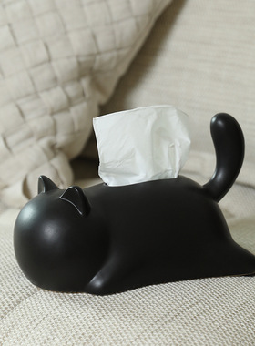 可爱创意猫咪陶瓷纸巾盒摆件家用纸抽盒客厅茶几桌面抽纸盒装饰品