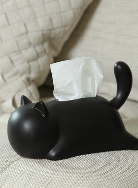 可爱创意猫咪陶瓷纸巾盒摆件家用纸抽盒客厅茶几桌面抽纸盒装饰品