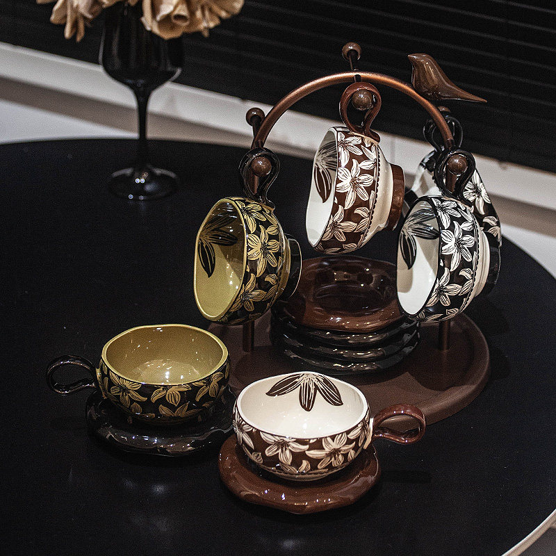 悬挂杯架茶杯茶桌桌面咖啡杯碟马克杯带手把喝水杯子置物架收纳架图片