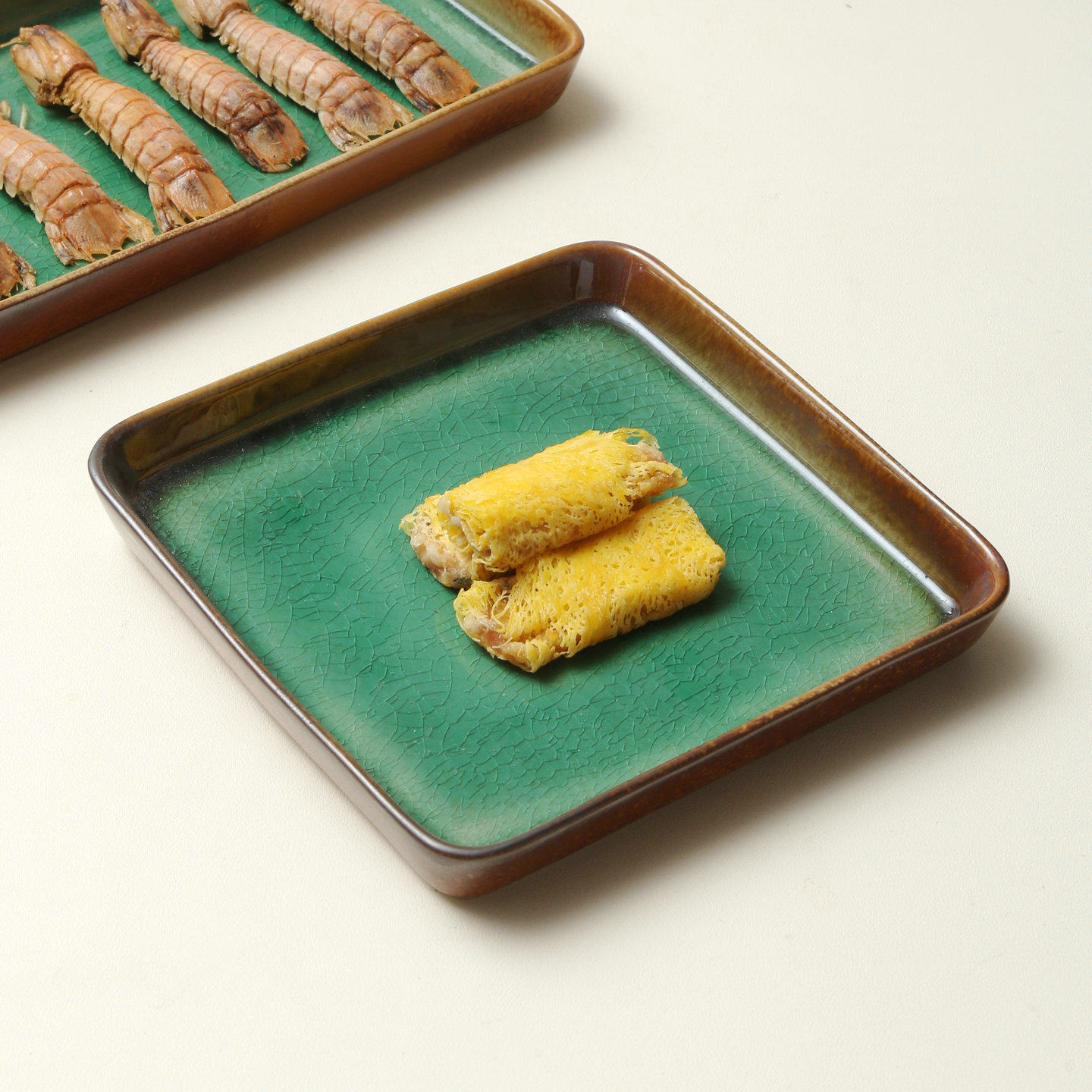 玖田烧粗陶冰裂纹寿司料理盘
