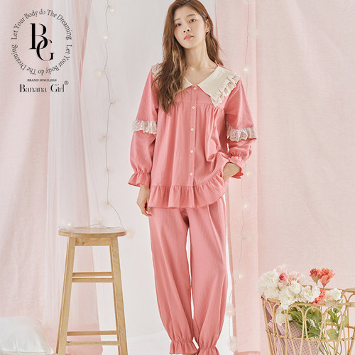 香蕉女孩蕾丝娃娃领家居服套装