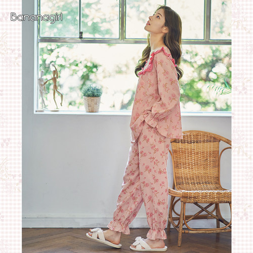 套装新款日系碎花长袖长裤家居服