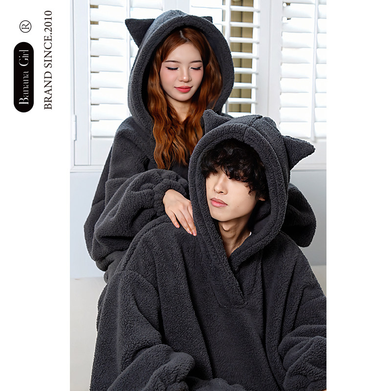 Bananagirl睡袍女秋冬2024新款珊瑚绒卡通宽松家居服男厚睡衣冬款,女士内衣/男士内衣/家居服,睡袍/浴袍,淘宝优惠券,粉丝福利购,淘宝优惠卷