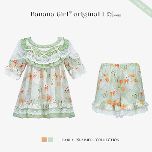 Bananagirl睡衣女夏短袖 卡通少女凉感家居服可外穿薄 短裤 宽松大码