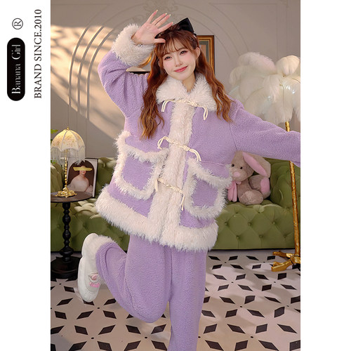 bananagirl加厚加绒女士睡衣