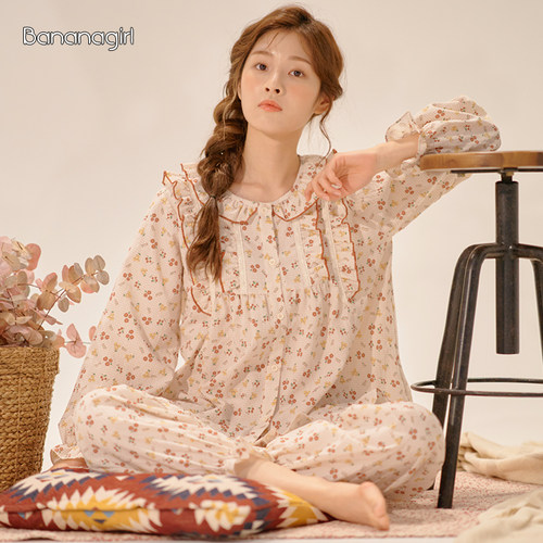 长袖甜美风女士日系两件套家居服