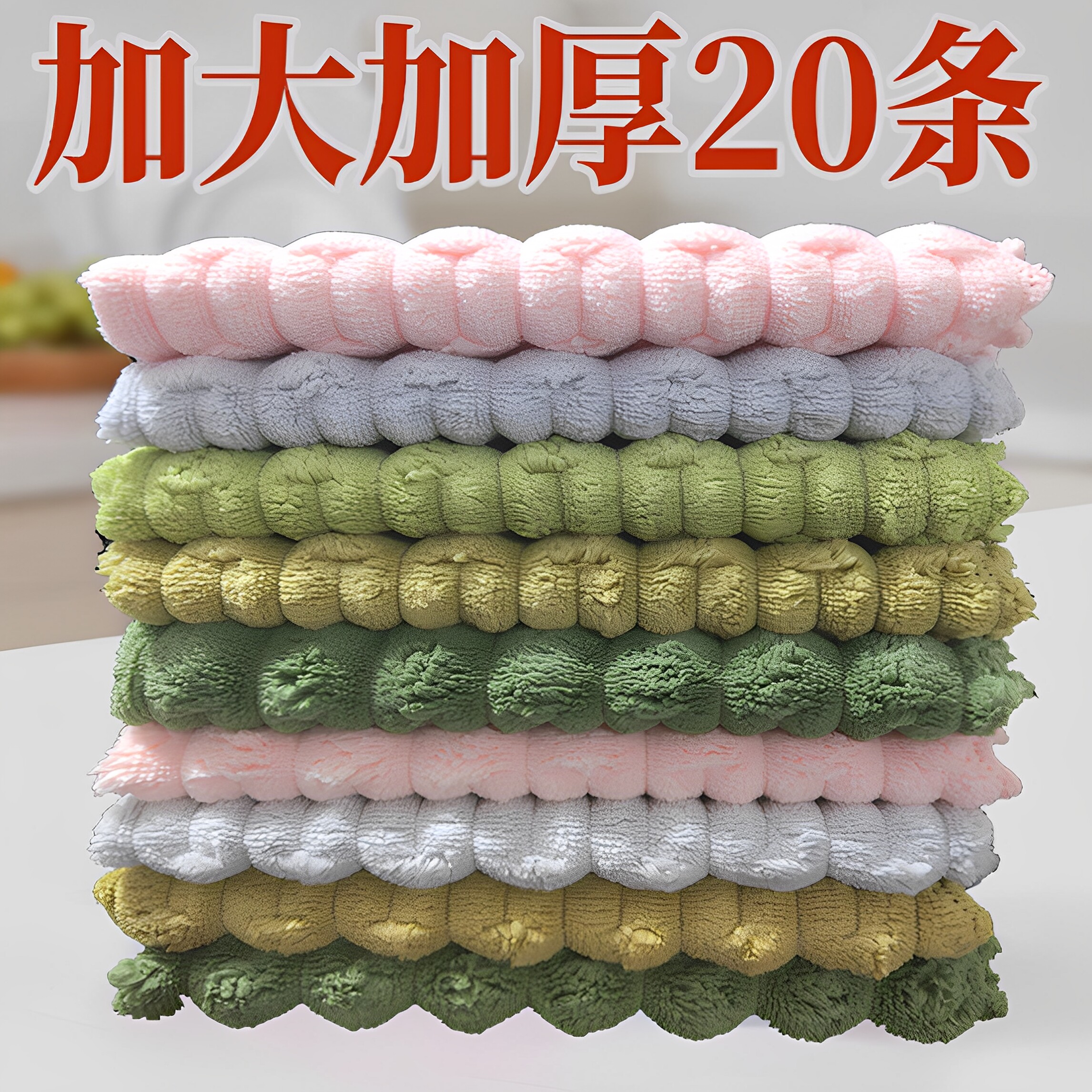 新品 竹节加厚不易沾油清洁巾柔软不掉毛吸水抹布不留痕厨房清洁