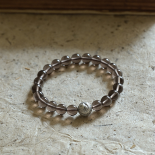 逆流而上天然冰种黑曜石手串净体水晶手链银大鱼好运饰品送礼男女