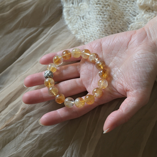 天然黄水晶手串手链毛线团足银转运财富护身悠闲民族饰品送礼女款