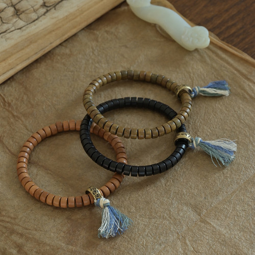 直切桶珠桃木黑檀绿檀手镯手串