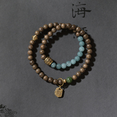 原创小众神秘四川金丝楠手链乌木老料手串文艺铜珠魔鬼蓝个性 手饰