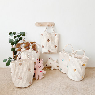 LLK｜韩国Dottodot婴儿推车收纳包奶瓶尿布熊刺绣手提水桶妈咪包