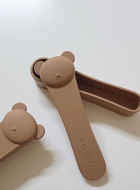 LLM 韩国ROCOU婴儿辅食便携勺子收纳盒软硅胶餐具宝宝外出餐具盒