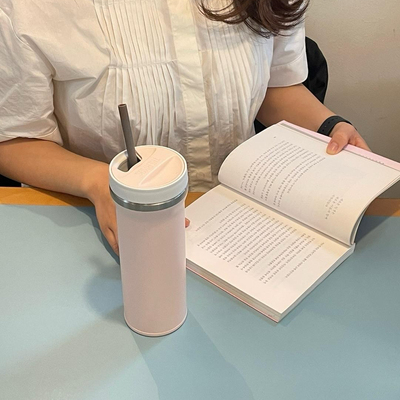 韩国膳魔师THERMOS新品多巴胺色保温杯旋转直饮口手提水杯带吸管