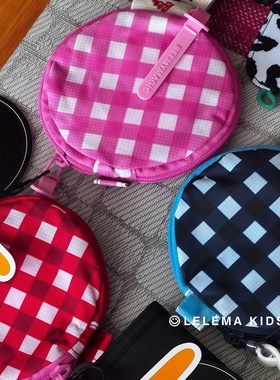 LLM 韩国beemymagic彩色格纹多用途小圆包零钱包耳机包挂件双拉链