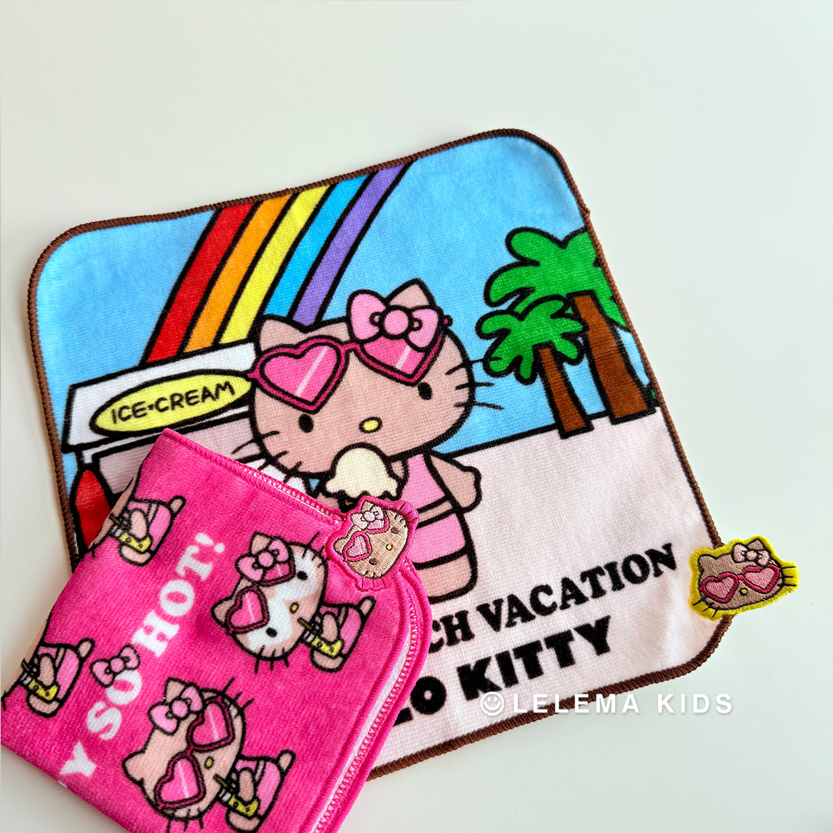 LLM 日本购三丽鸥hellokitty黑皮可爱刺绣手帕小毛巾儿童成人可用