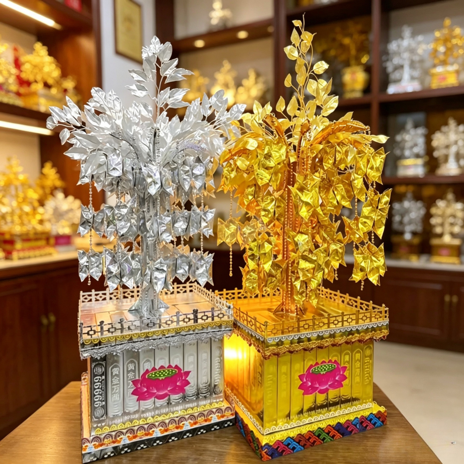 新款金色榕树摇钱材料包DIY带教程银色榕树许愿发财树半成品折纸