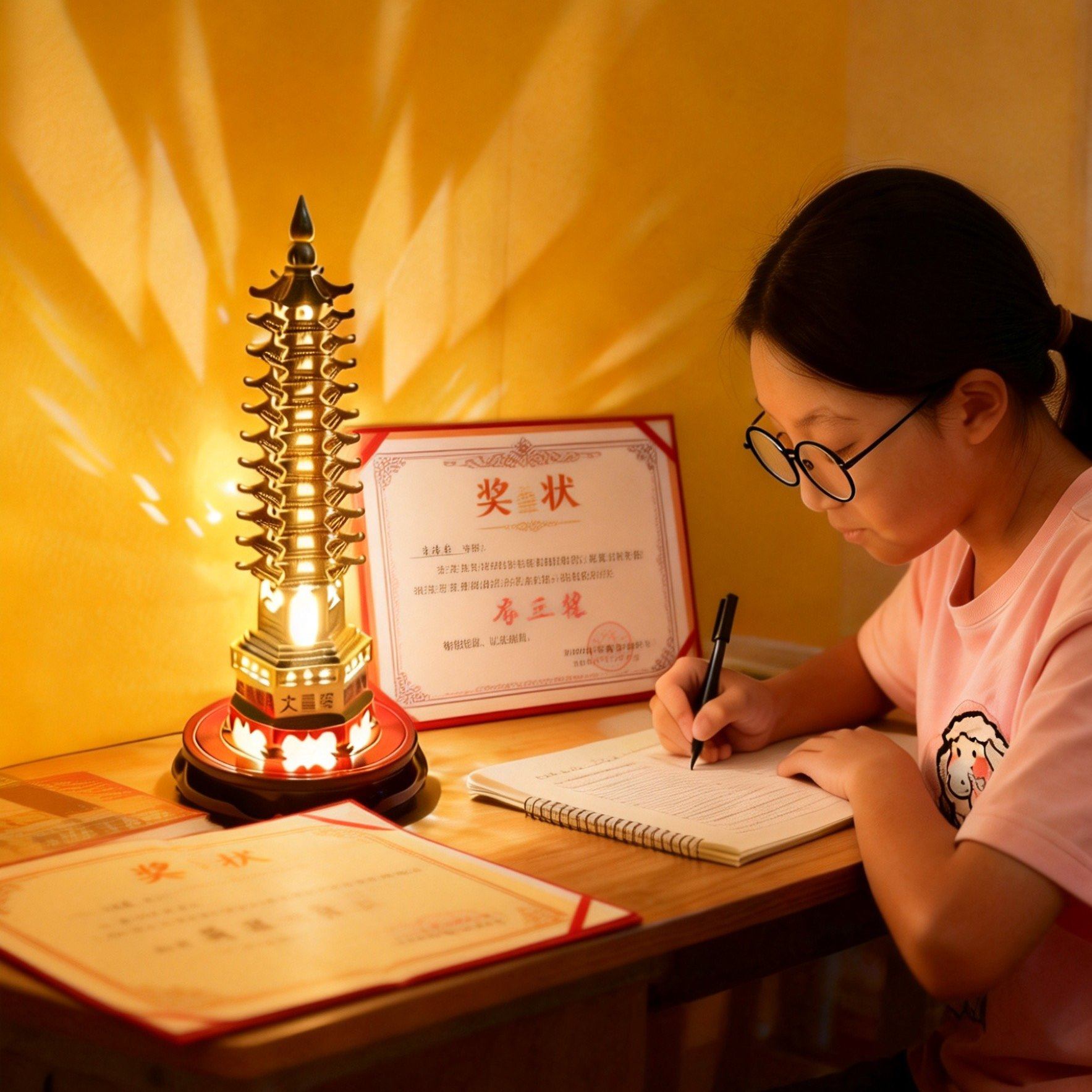 学生用的纯铜宝塔发光加强版13层9层文昌塔书房书桌装饰桌面摆件