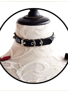 暗黑Lolita赛博朋克choker铆钉项圈哥特蒸汽皮质颈带项链项圈女