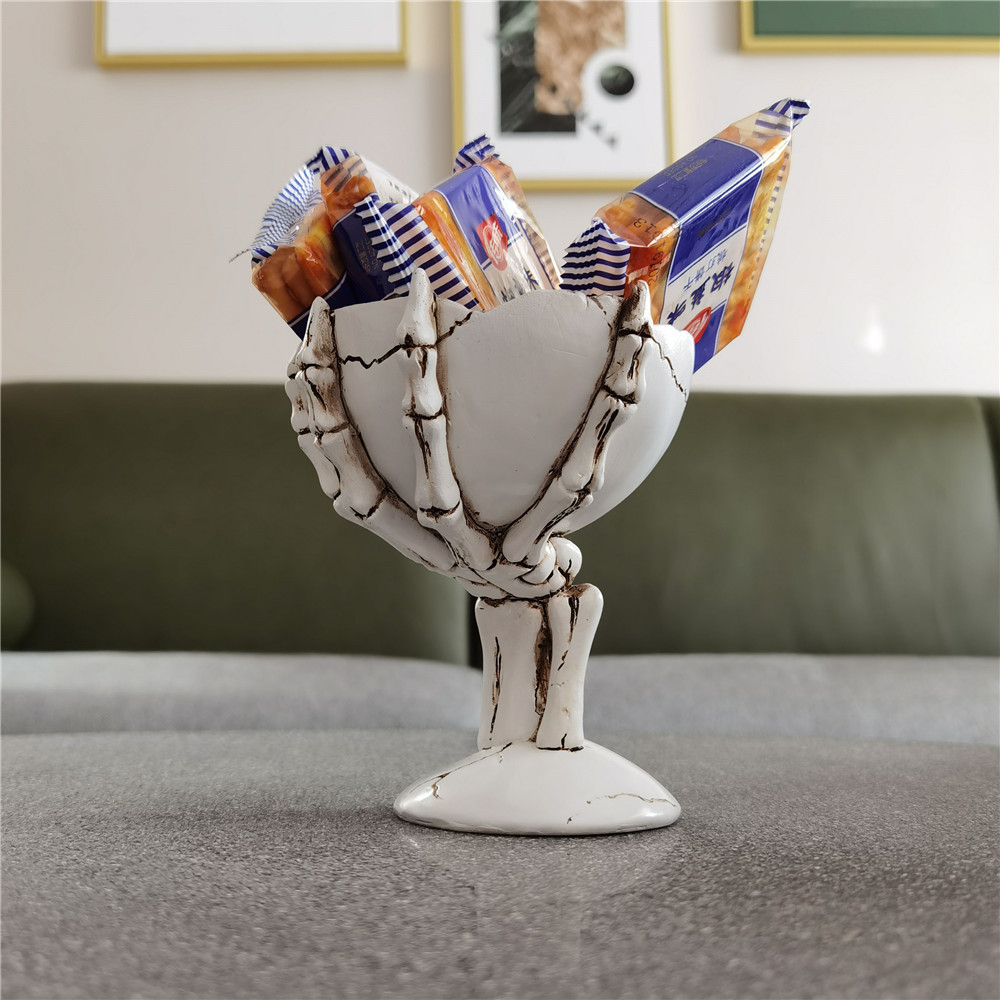 万圣节骷髅手 头骨 暗黑 托盘 摆件收纳糖果酒吧道具创意家居装饰