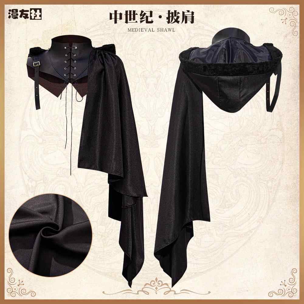 复古中世纪单边披肩披风带兜帽斗篷沙丘废土风刺客漫展cos演出服