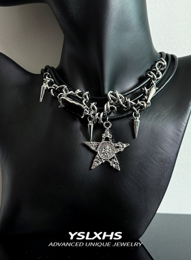 星星铆钉choker亚文化配饰哥特暗黑女Y2K辣妹颈链小众朋克锁骨链