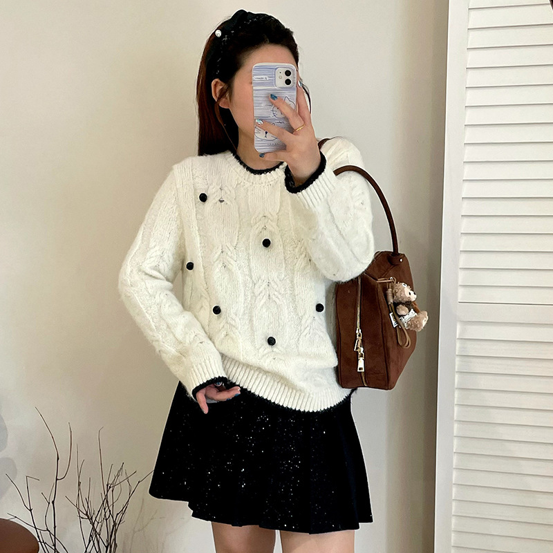 孕妇装女装宽松软糯慵懒感毛衣2025冬款休闲气质针织衫女