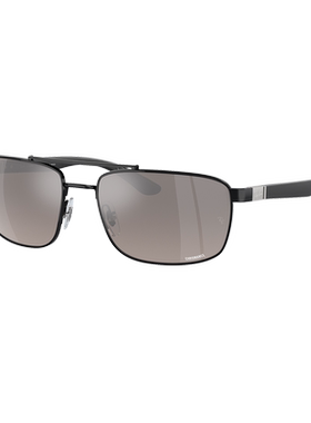 RayBan雷朋太阳金属长方形黑色男女眼镜潮酷款偏光镜框0RB3737CH