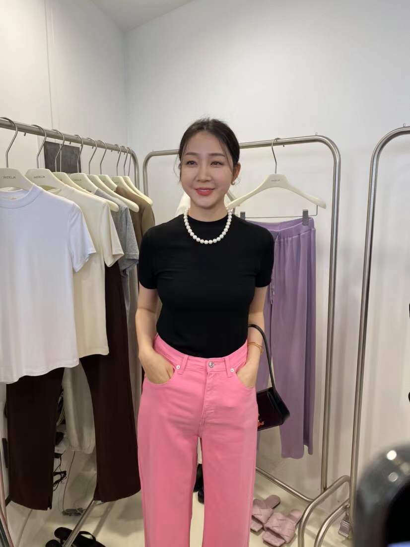 打底衫女薄款小立领短袖正肩