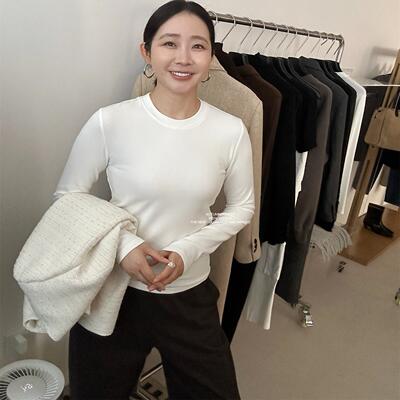 长袖T恤女软天丝修身圆领打底衫