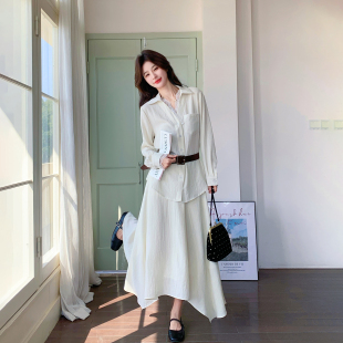 韩系chic爆款穿搭衬衫套装女春季2026新款法式轻熟风半身裙两件套