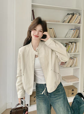 今年流行漂亮米白色短款外套女春季2026新款小个子巨好看夹克上衣