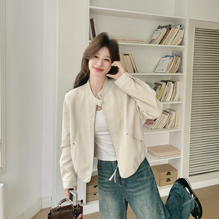 今年流行漂亮米白色短款外套女春季2026新款小个子巨好看夹克上衣