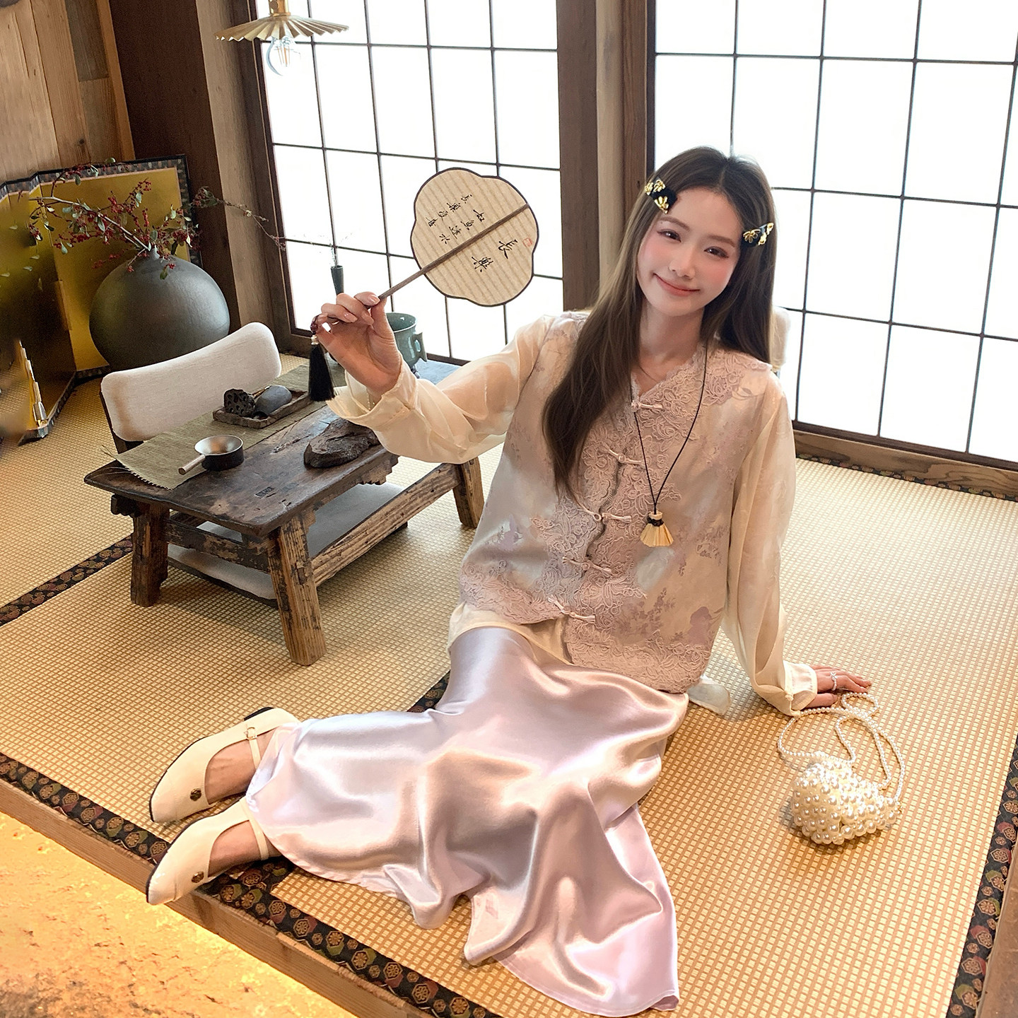 蕾丝刺绣新中式国风套装女春季2026新款独特漂亮马甲半身裙三件套