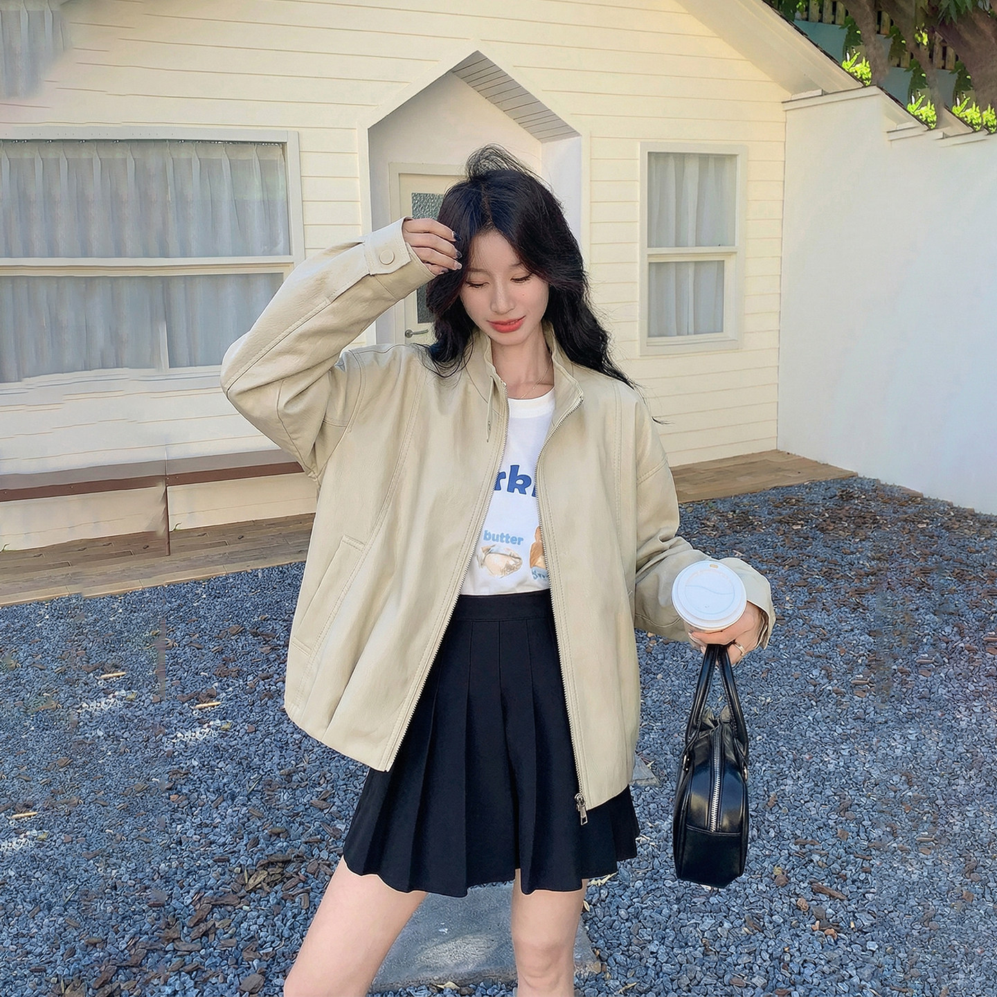 韩系巨好看立领皮衣短款外套女春季2026新款机车服复古百搭PU夹克