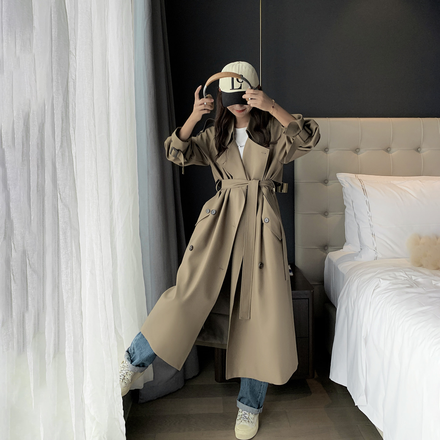 爆款高级感深卡其色长款风衣外套女春季2026新款气质收腰显瘦大衣