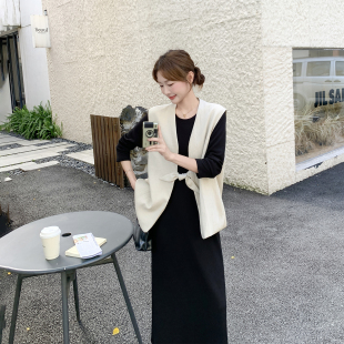 韩系老钱风马甲连衣裙套装女春季2026年新款巨好看气质高级感长裙