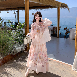 女春季 法式 碎花粉色衬衫 半身裙套装 独特漂亮巨好看两件套 2026新款