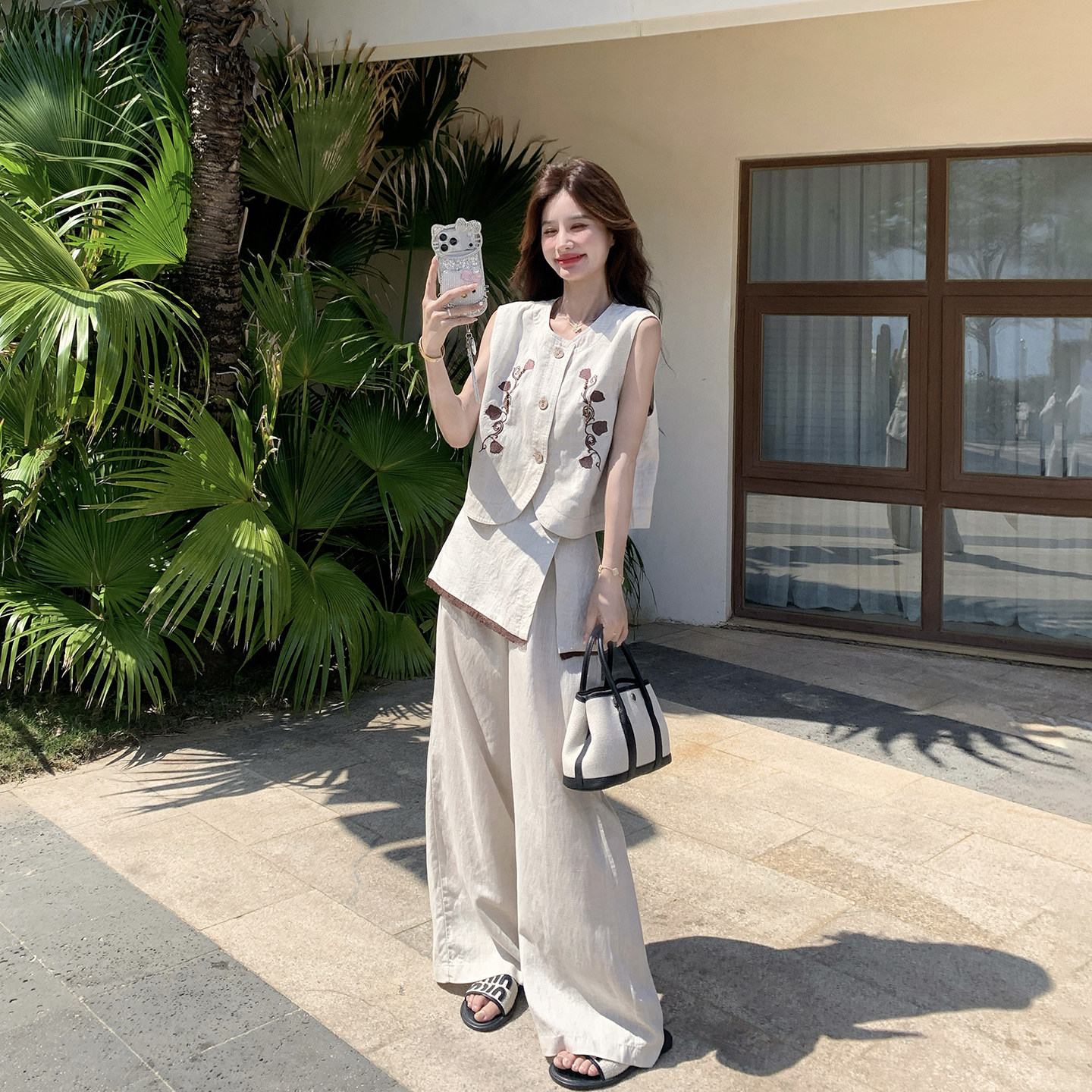 休闲风无袖马甲阔腿裤套装女夏季2026新款爆款高级感松弛感两件套